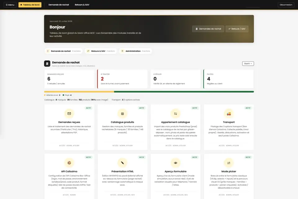 Page d'accueil du site Ma Carte Électronique